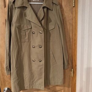 LOFT Khaki Double-Breasted Trench Coat